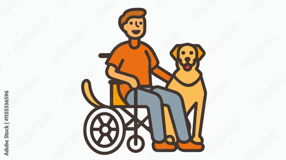 Professional Service Animal Icon for Disability, Supportive Assistance Concept Professional Service Animal Icon for Disability, Supportive Assistance Concept