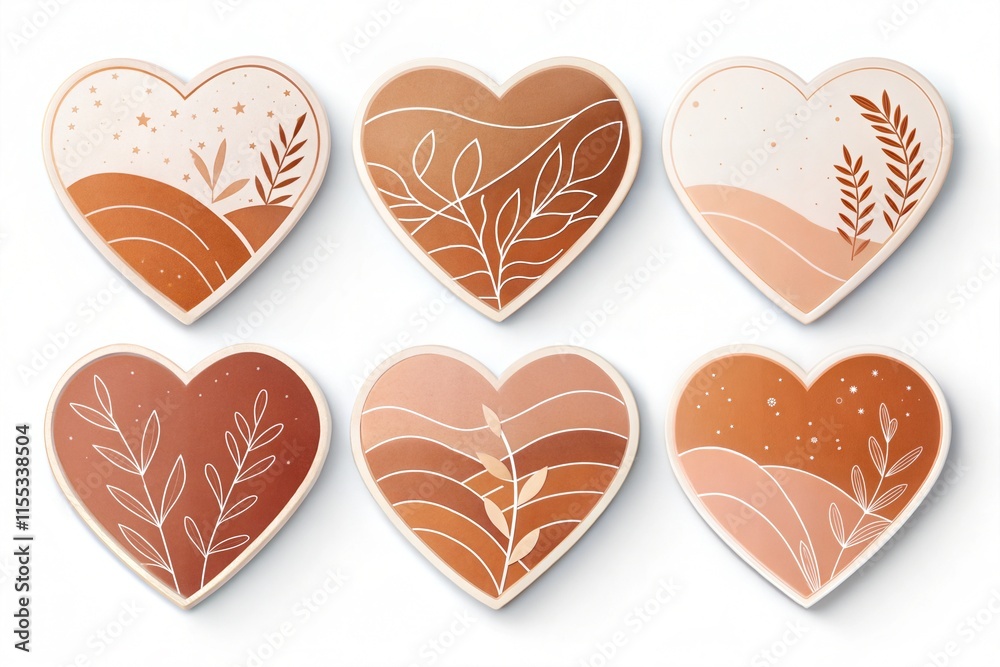 Elegant Heart Shaped Boho Aesthetic Designs in Earthy Tones Elegant Heart Shaped Boho Aesthetic Designs in Earthy Tones
