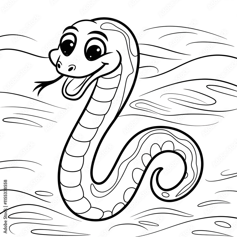 Fototapeta premium snake coloring page drawing