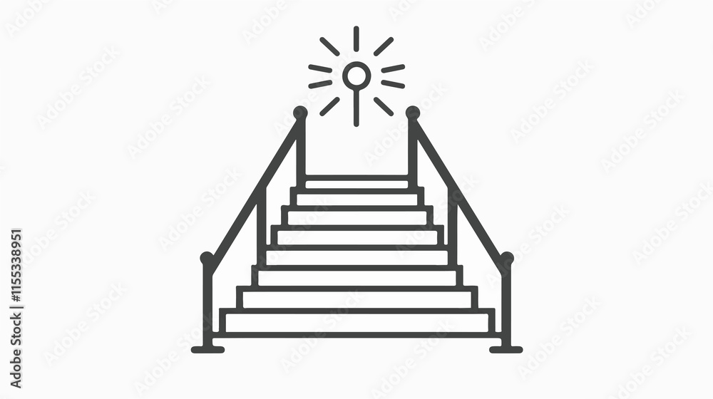 Fototapeta premium Stairway to Goal Outline Icon Vector Illustration