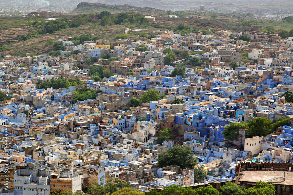 View of the blue city of Jodhpur in Rajastan View of the blue city of Jodhpur in Rajastan