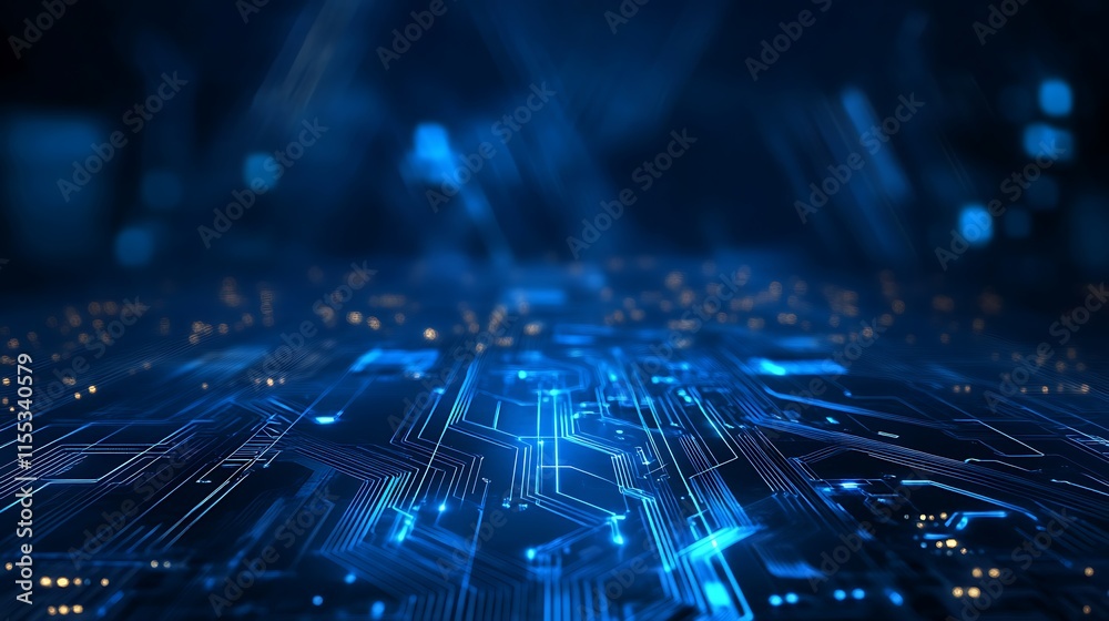 Obraz premium Stunning Futuristic Digital Illustration: Glowing Circuitry. AI Generated