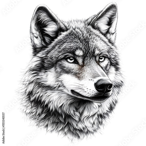 Illustration wolf artistic realistic head design isolated on transparent background photo