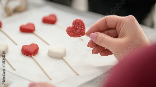 Valentine's themed candymaking class participants create heart-shaped treats in a fun creative environment photo