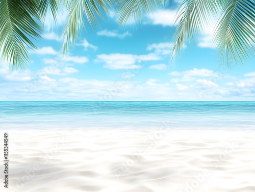 Wallpaper Mural Relaxing beach scene with clear waters and palm trees tropical paradise nature calm environment serene viewpoint for peaceful escape Torontodigital.ca