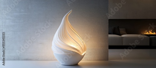 Elegant white interior lamp design enhancing modern living spaces with a unique artistic flair and warm illumination photo