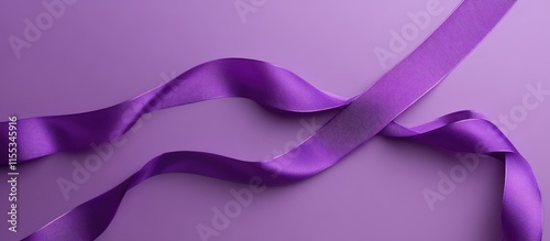 Spiral purple ribbons on a violet background creating a festive backdrop ideal for invitations cards or flyers with ample copy space