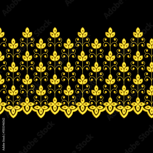 Embroidery border laces seamless patterns design for digital and textile print on fabric.