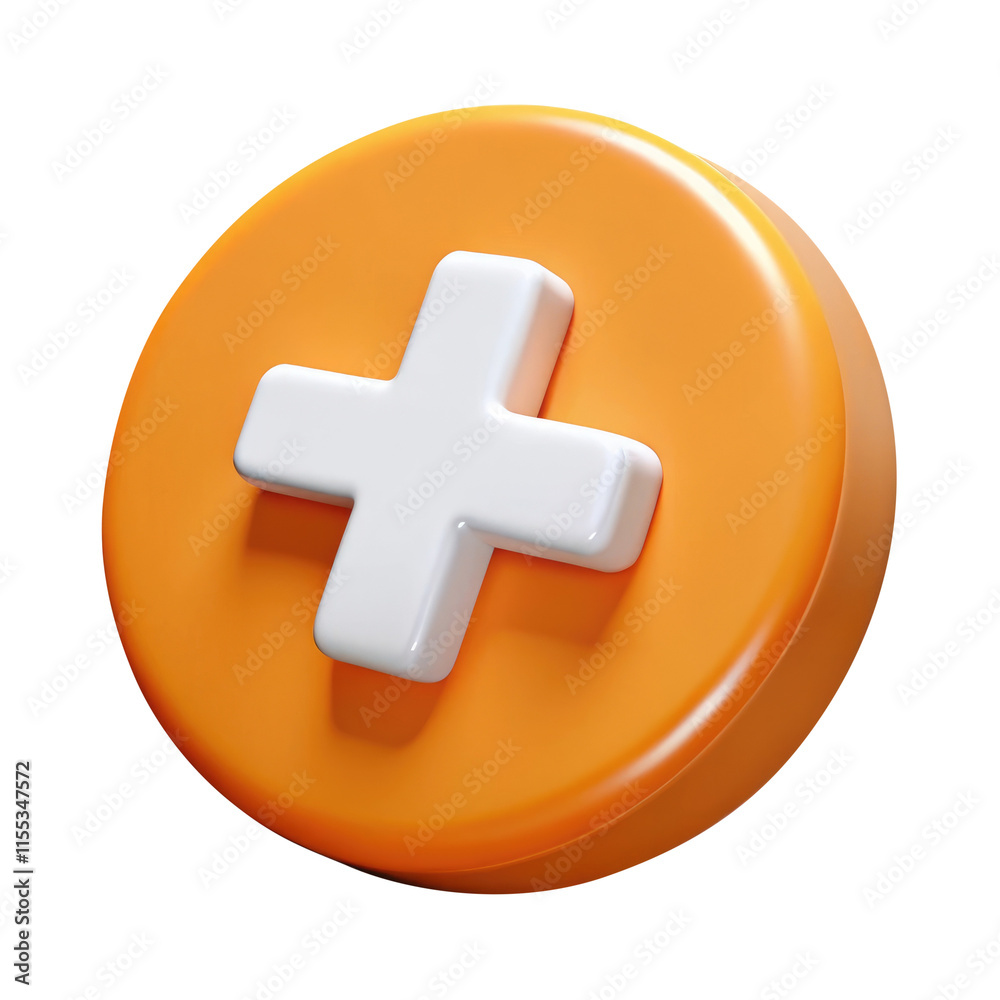 Obraz premium cross button 3d icon in cartoon plastic style minimal isolated on transparent white background, clipping path