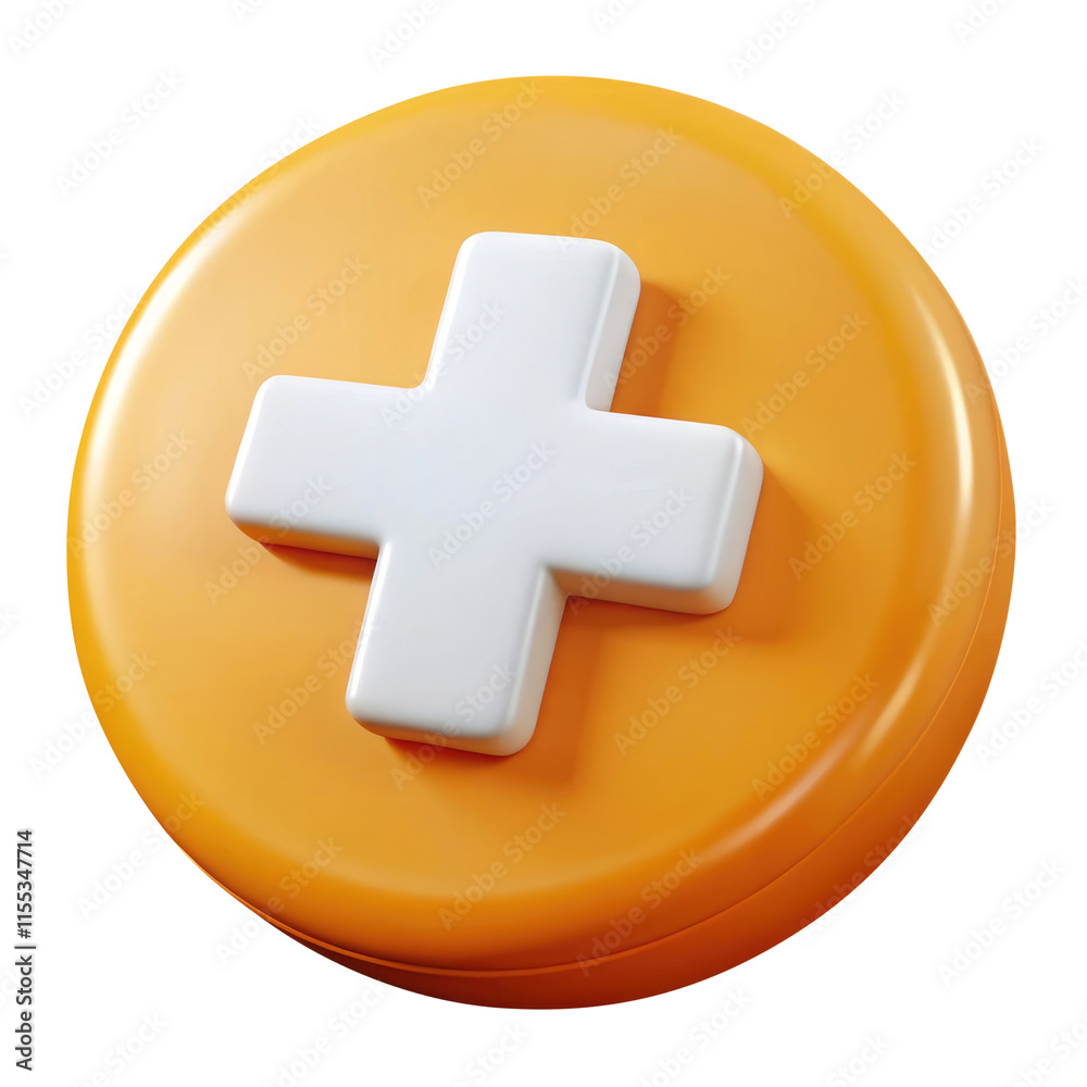 Obraz premium cross button 3d icon in cartoon plastic style minimal isolated on transparent white background, clipping path