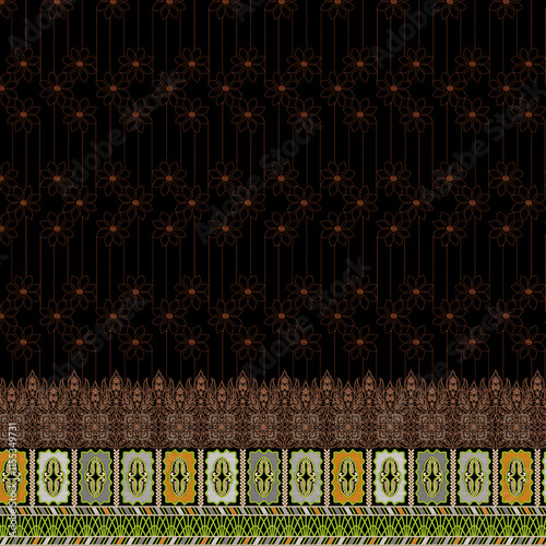 Embroidery border laces seamless patterns design for digital and textile print on fabric.