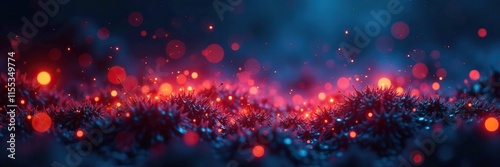 Glowing strands suspended in a field of darkness, darkness, luminescent