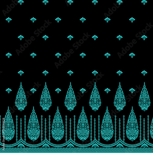 Embroidery border laces seamless patterns design for digital and textile print on fabric.