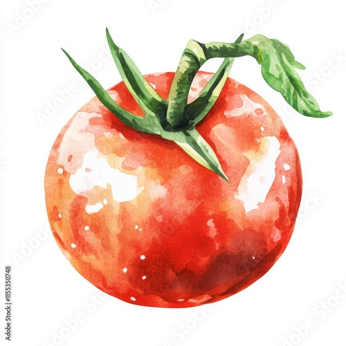 Gorgeous stock clip art illustration set showcasing hand-painted watercolor appetizing red tomato vegetables. Perfect for a healthy vegan diet. photo