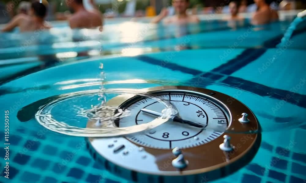 A timer submerged in a pool, capturing a relaxing atmosphere.