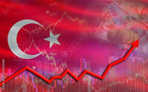Fototapeta Naklejka Na Ścianę i Meble -  Turkey economic growth on financial graph. Turkey financial growth on market graph
