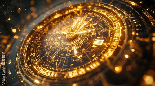 Wallpaper Mural Exploring time's essence golden clock design digital artwork abstract Torontodigital.ca