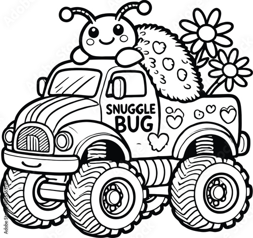 Dynamic Monster Truck Illustration for High Energy Designs, Vibrant Monster Truck Graphic for Marketing and Branding