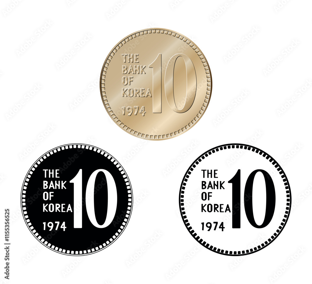 South Korea, 10 won, 1974. Reverse. Set South Korea, 10 won, 1974. Reverse. Set