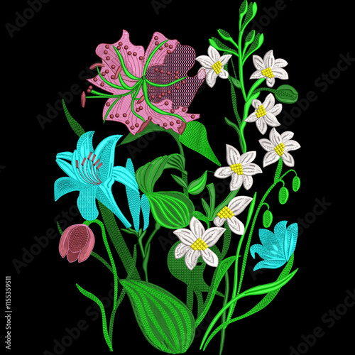 Embroidery border laces seamless patterns design for digital and textile print on fabric.