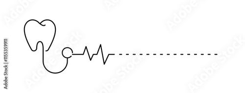 Dental Health Monitoring line continuous drawing vector