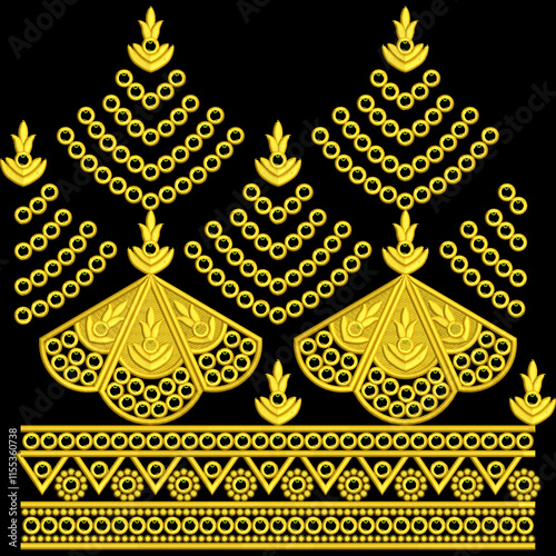 Embroidery border laces seamless patterns design for digital and textile print on fabric.