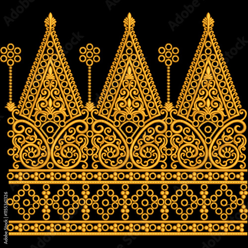 Embroidery border laces seamless patterns design for digital and textile print on fabric.