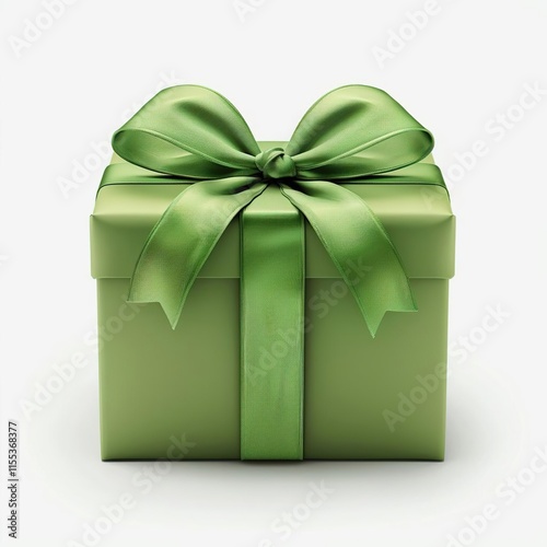 a close up of a green gift box with a green bow photo