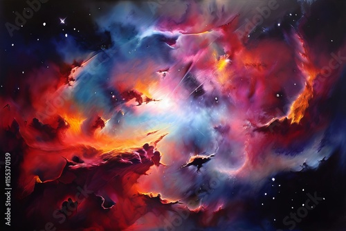 83 airbrush painting of a cosmic nebula