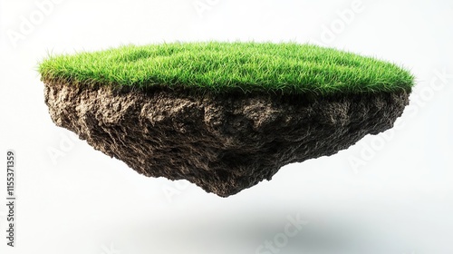 arafed piece of grass floating in the air with a white background photo