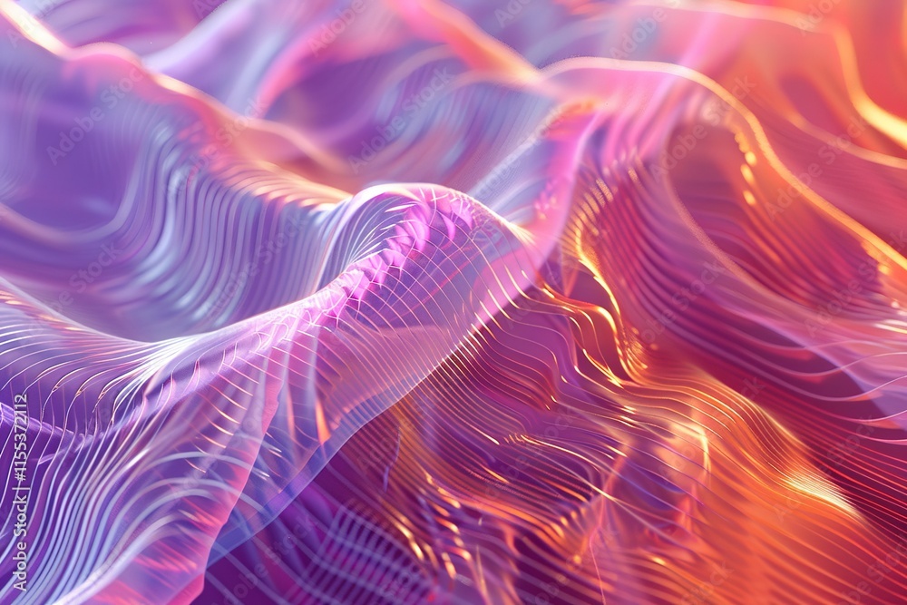Fototapeta premium Abstract wave of musical sounds. Smooth information transfer. 3D rendering