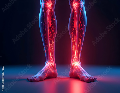 Human Leg Anatomy: Vascular System Visualization
