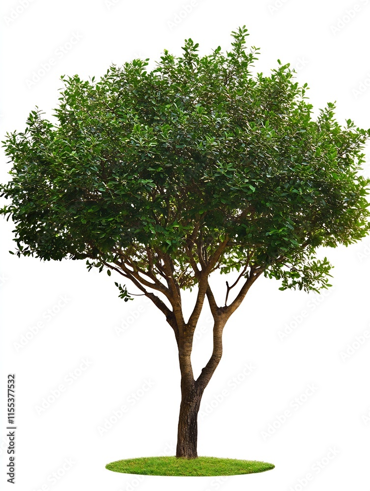 Obraz premium Isolated green leafy tree with lush foliage on white background for nature and environmental projects : Generative AI