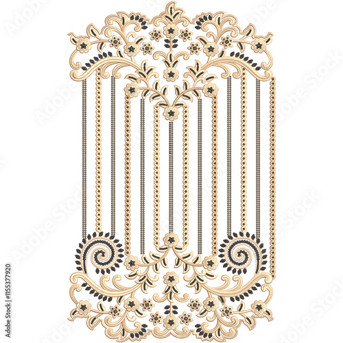 Embroidery border laces seamless patterns design for digital and textile print on fabric.