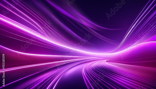 purple abstract background with blurred magic neon light curved lines