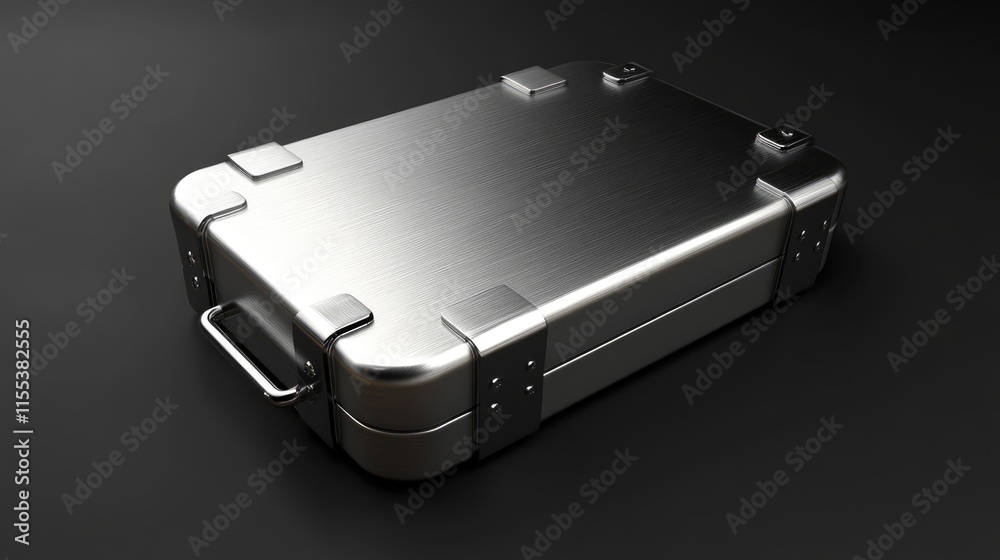 Sleek stainless steel case with metallic texture ideal for packaging design and product presentation in modern contexts Sleek stainless steel case with metallic texture ideal for packaging design and product presentation in modern contexts
