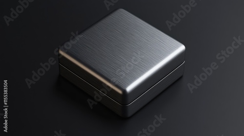 Brushed stainless steel packaging box with a sleek surface for premium product presentation photo