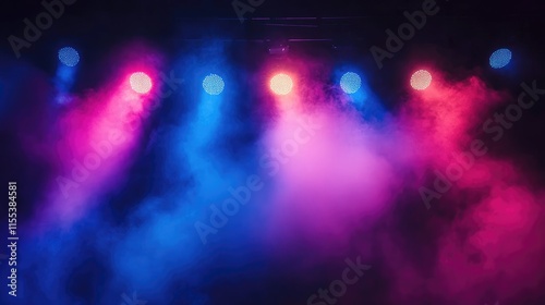 Wallpaper Mural Colorful stage lights with vibrant spotlights and smoke creating an atmospheric concert and theatre backdrop for captivating performances Torontodigital.ca