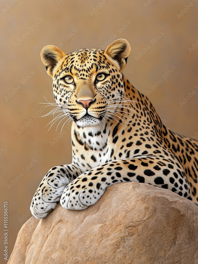 Majestic Leopard on Rock - Powerful, regal, wildcat, alert, serene; a symbol of strength, beauty, and nature's untamed spirit. Majestic Leopard on Rock - Powerful, regal, wildcat, alert, serene; a symbol of strength, beauty, and nature's untamed spirit.