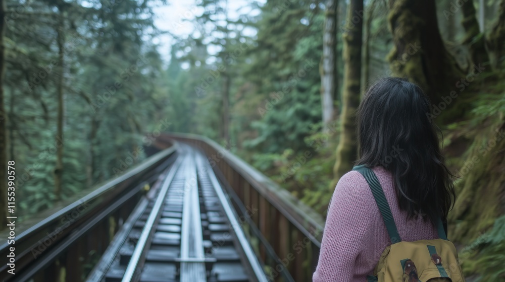train track in forest