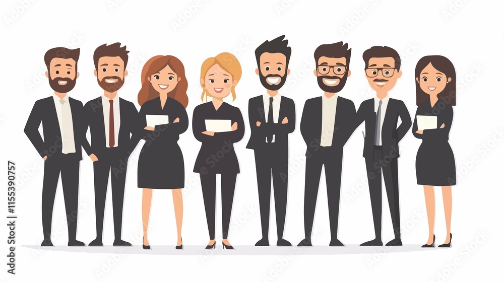 Teamwork Business Concept Vector Illustration - Professional Collaboration and Success