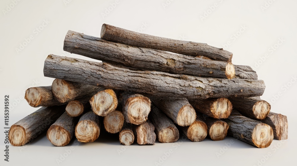Stack of cut and harvested timber logs neatly arranged on a light background showcasing natural wood textures and colors. Stack of cut and harvested timber logs neatly arranged on a light background showcasing natural wood textures and colors.