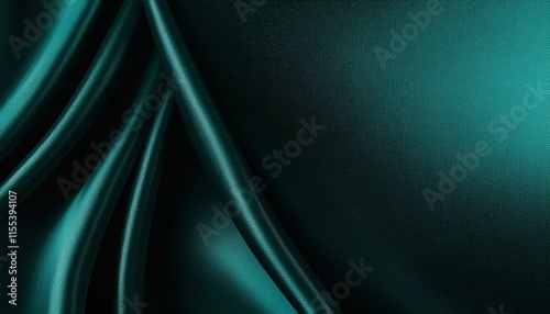 Black dark teal jade emerald sea aventurine green abstract background. Silk satin fabric. Glitter shimmer. Color gradient. Line stripe wave shadow. Drapery curtain. Luxury elegant subtle. Blank design