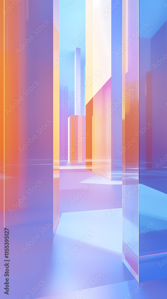 Blue and orange gradient glass city scene poster background Blue and orange gradient glass city scene poster background