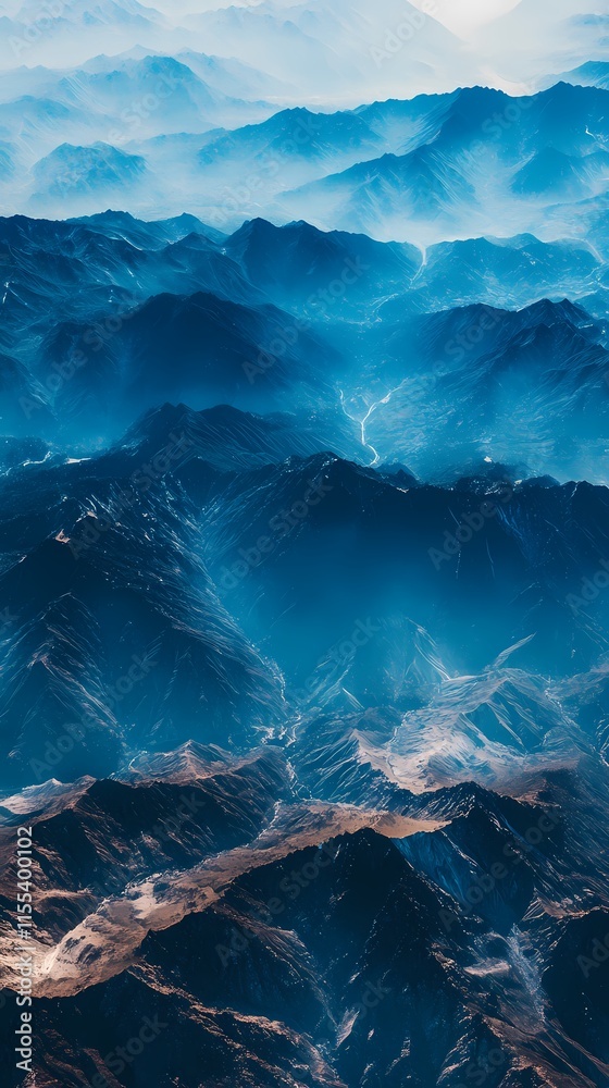 Naklejka premium blue mountain illustration poster background