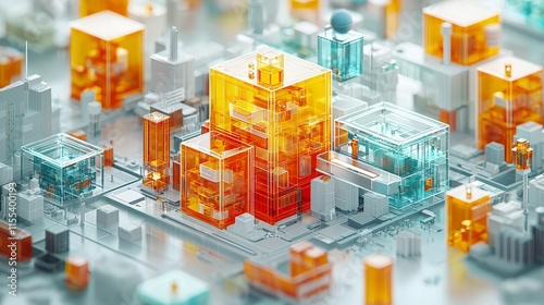 Health policy framework, intricate diagram with key elements, 3D illustration