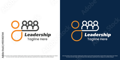 Teamwork leader logo design illustration. Silhouette of work group career company business financial professional job employment people person achievement. Simple flat icon symbol minimal linear line.
