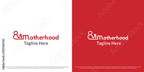 Mother child love logo design illustration. Silhouette mother child kid baby motherhood maternal care charity support hope emotion feeling parent. Simple minimal gentle vector icon symbol.