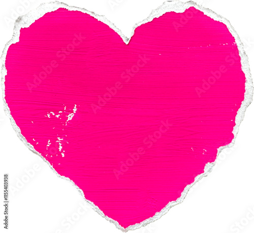 Pink and White Painted Ripped Paper Heart