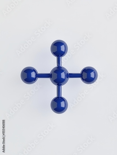 3D Model of Methane Molecule: Blue Tetrahedral Structure - Abstract 3D model, molecular structure, science, chemistry, design.  Blue spheres represent atoms, symbolizing connection and structure. photo